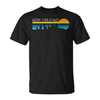 New Orleans Skyline Vintage Retro Sunset New Orleans City T-Shirt - Monsterry