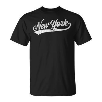 New York City Baseball Script T-Shirt - Monsterry DE