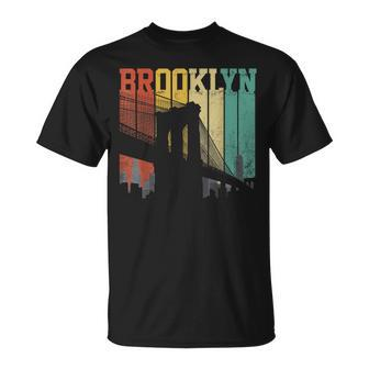 New York City Brooklyn Bridge Vintage Retro Skyline Nyc Ny T-Shirt - Seseable