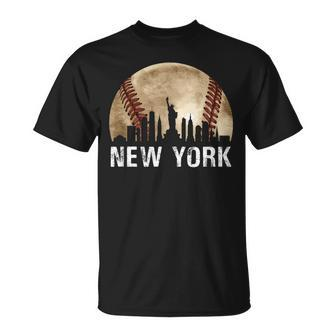 New York City Skyline Vintage Baseball Lover T-Shirt - Monsterry AU