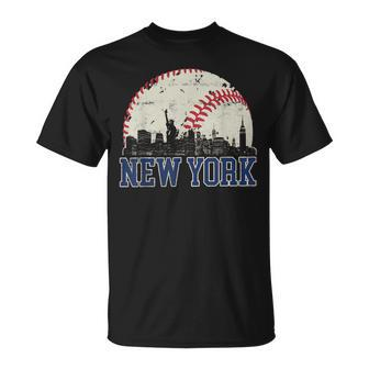 New York Retro Baseball Lover Met At Game Day T-Shirt - Seseable
