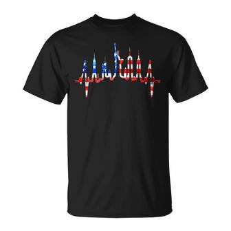 New York Skyline Heartbeat Flag Statue Of Liberty New York T-Shirt - Monsterry CA