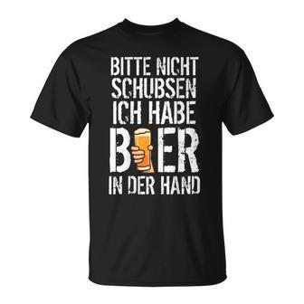 Nicht Schubsen Bier In Der Hand I Alcohol Backprint T-Shirt - Seseable