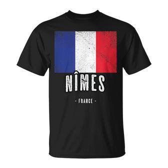 Nîmes Francia Fr Ciudad Bandera Drapeau Français Camiseta unisex - Regaloses
