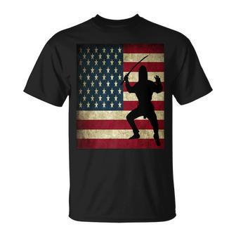 Ninja Warrior American Flag Martial Arts T-Shirt - Monsterry