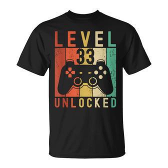 Nivel 33 Desbloqueado Gamerideojuegos Juegos Hombres Cumpleaños 33 Camiseta unisex - Regaloses