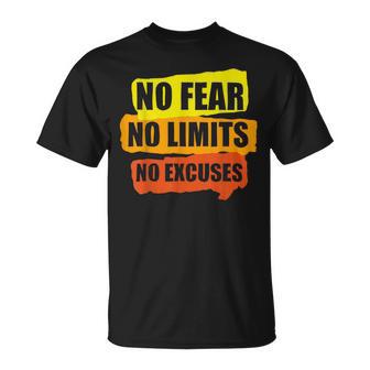 No Fear No Limits No Excuses Workout T-Shirt - Monsterry CA