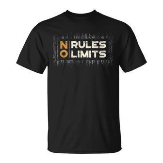 No Rule Limit Black Vintage Free Life Text Extreme Graphic T-Shirt - Monsterry