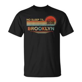 No Sleep Til Brooklyn Old School Portable Stereo Retro T-Shirt - Seseable