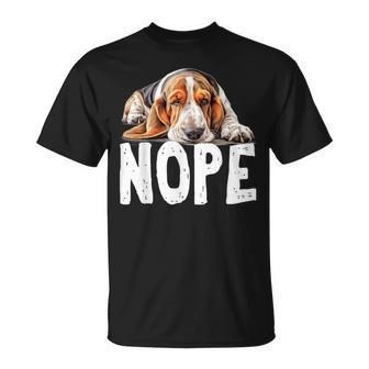 Nope Lazy Dog Basset Hound T-Shirt | Mazezy