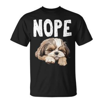 Nope Lazy Dog Shih Tzu T-Shirt - Seseable