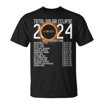 North America Tour 2024 Totality On Back Solar Eclipse T-Shirt | Mazezy