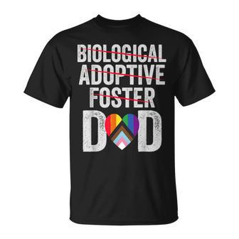 Not Biological Adoptive Foster Dad Fathers Day Lgbtq Pride T-Shirt - Monsterry