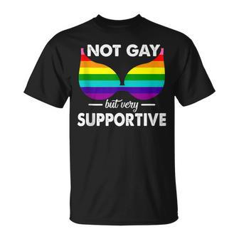 Not Gay But Very Supportive Lgbt Straight Bra Meme T-Shirt - Monsterry DE