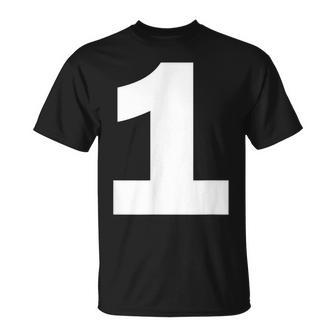 Number 1 Big Bold White Numeral Group T-Shirt - Monsterry UK