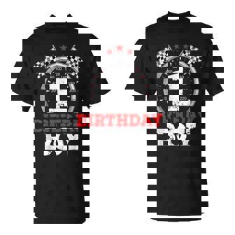 Number 1 Racing Car 1St Birthday Boy Checkered Flag T-Shirt - Monsterry