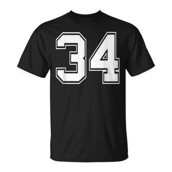Number 34 Baseball Football Soccer Birthday T-Shirt - Monsterry