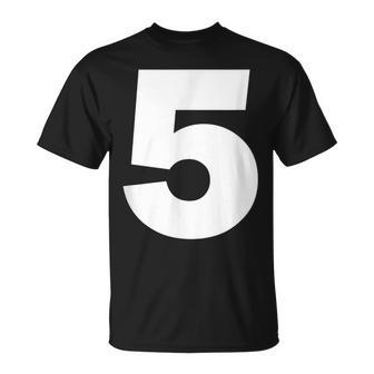 Number 5 Big Bold White Numeral Group T-Shirt - Monsterry DE
