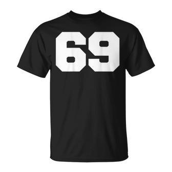 Number 69 Sports Jersey Player 69 Fan Back Print Varsity T-Shirt - Monsterry CA