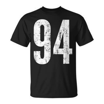 Number 94 Ninety Four Distressed Vintage Sport Team Player's T-Shirt - Monsterry