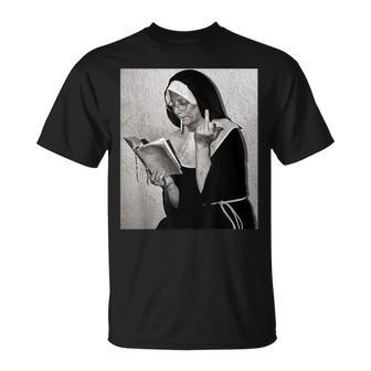 Nun Middle Finger Attitude Novelty Nun Unholy T-Shirt - Seseable