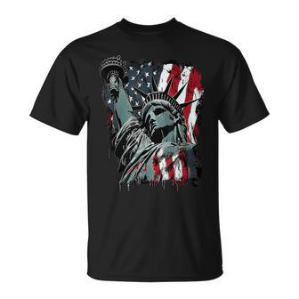 Nyc New York City Statue Of Liberty Usa Flag Graphic T-Shirt - Monsterry CA