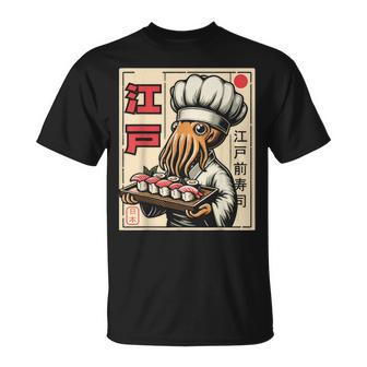 Octopus Chef Sushi Japanese Anime Kawaii T-Shirt - Monsterry