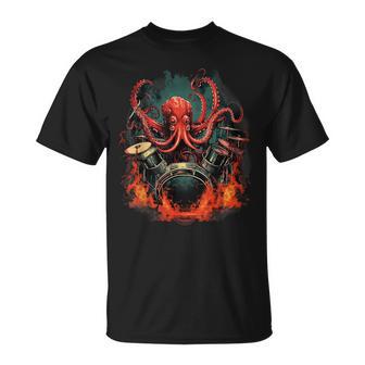 Octopus Japanese Playing Drums Drummer Drumming Musician T-Shirt - Monsterry DE