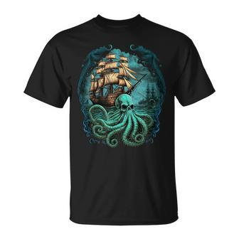 Octopus Kraken Pirate Ship Sailing T-Shirt - Monsterry AU