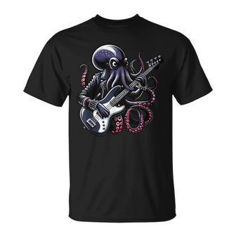 Octopus Playing Bass Guitar Octopus Electric Guitar T-Shirt | Mazezy