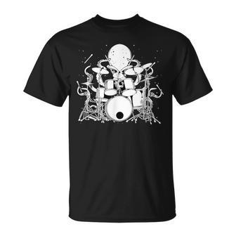 Octopus Playing Drums Drummer Musician Band T-Shirt - Monsterry DE