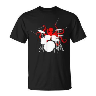 Octopus Playing Drums Drummer Musician-Octopus Lover T-Shirt - Monsterry