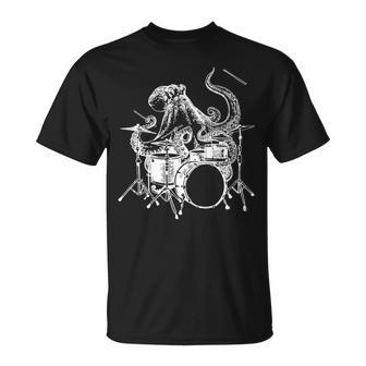 Octopus Playing Drums Music T-Shirt | Mazezy