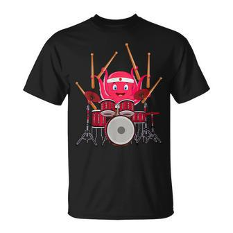 Octopus Playing Drums Music Musician Band Octopus Drummer T-Shirt - Monsterry AU
