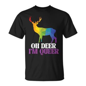 Oh Deer I'm Queer Reh Regenbogen Lgbtq Pride Herren Damen T-Shirt - Geschenkecke