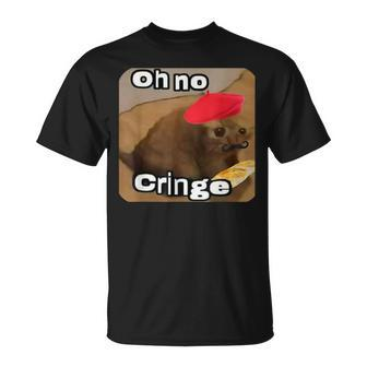 Oh No Cringe Cat French Baguette Internet Cat Meme T-Shirt - Seseable