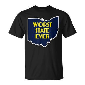 Ohio Worst State Ever Buckeye Hater T-Shirt - Monsterry