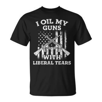 I Oil My Guns With Liberal Tears Vintage Gun Lover T-Shirt - Monsterry UK