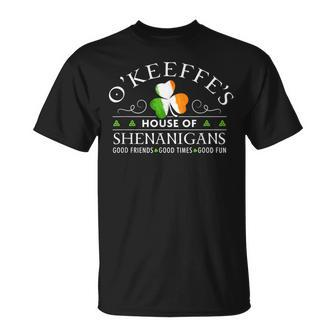 O'keeffe House Of Shenanigans Irish Family Name T-Shirt - Seseable