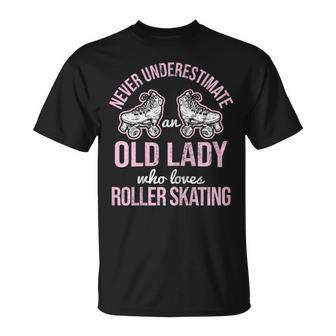 Old Lady Loves Roller Derby Roller Skating Roller Skate T-Shirt - Thegiftio UK