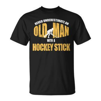 Old Man With Hockey Stick Field Hockey Player Sports T-Shirt - Thegiftio UK