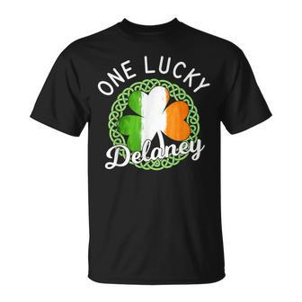 One Lucky Delaney Irish Family Name T-Shirt - Seseable