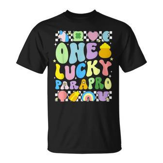 One Lucky Parapro St Patrick's Day Paraprofessional Groovy T-Shirt - Seseable