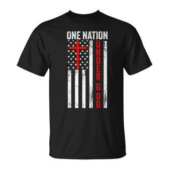 One Nation Under God Usa Flag Cross Jesus Christian Bible T-Shirt - Monsterry DE