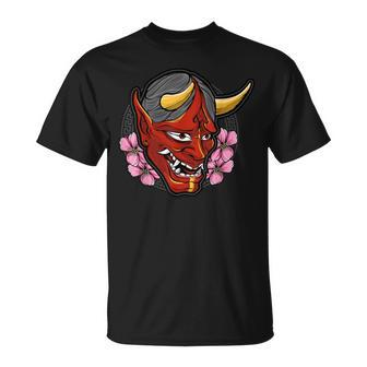 Oni Mask Japanese Demon Face Devil Ronin T-Shirt - Monsterry CA