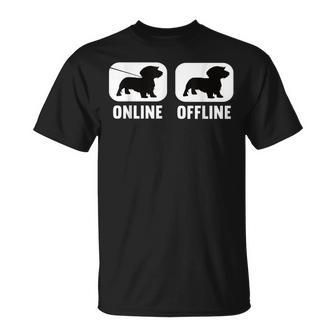 Online Offline Dachshund Dachshund Dog Black T-Shirt - Seseable