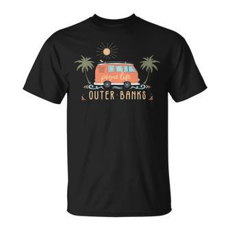 Outer Banks Dreaming Surfer Van Pogue Life Beach Palm Trees T-Shirt | Mazezy