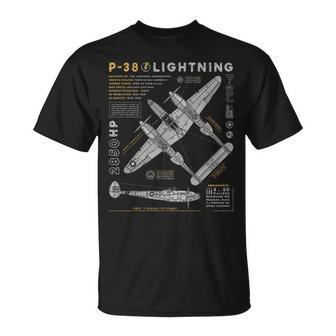 P-38 Lightning Avión De Caza De La Segunda Guerra Mundial Camiseta unisex - Regaloses