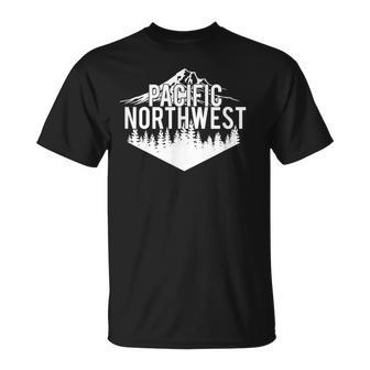 Pacific Northwest Mountains And Trees Graphic T-Shirt - Monsterry CA