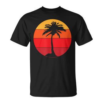 Pacific Ocean Beach Palm Tree Sun Retro Vintage T-Shirt - Monsterry AU